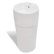 Lavabo in ceramica da 86 cm con foro troppopieno/rubinetto per bagno bianco 02_0002517