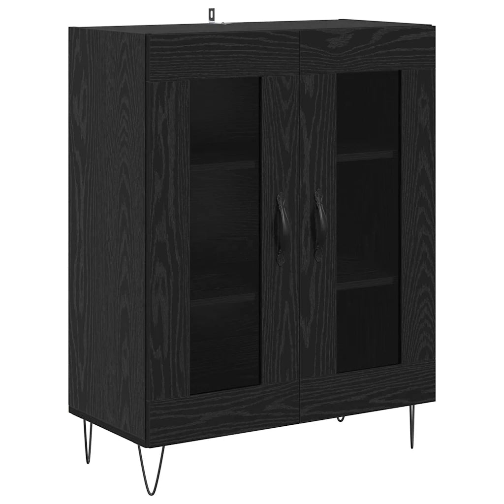 Credenza 2 pcs Rovere Nero Legno multistrato 3403173
