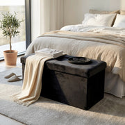POUF CONTENITORE RETTANGOLARE IN VELLUTO NERO