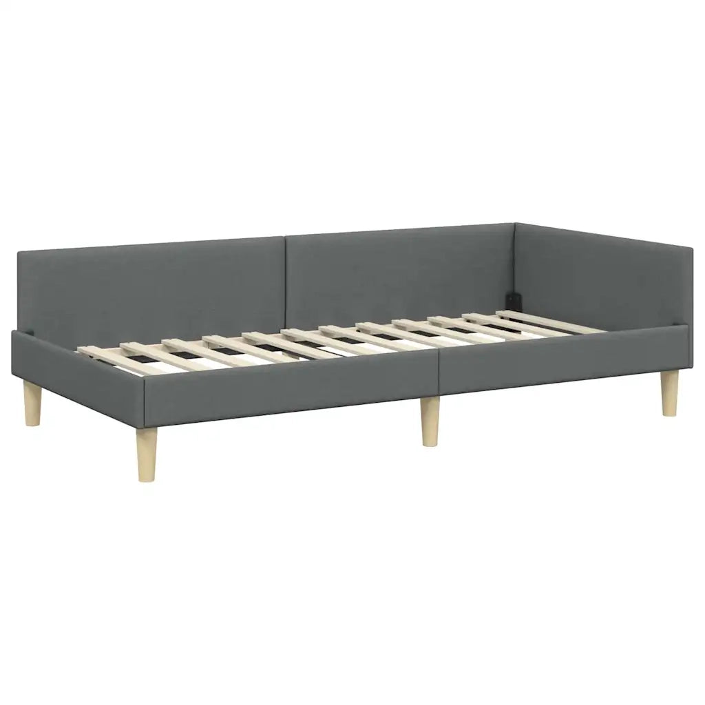 Struttura Letto Angolare con Materasso 2 pcs Grigio Tessuto
