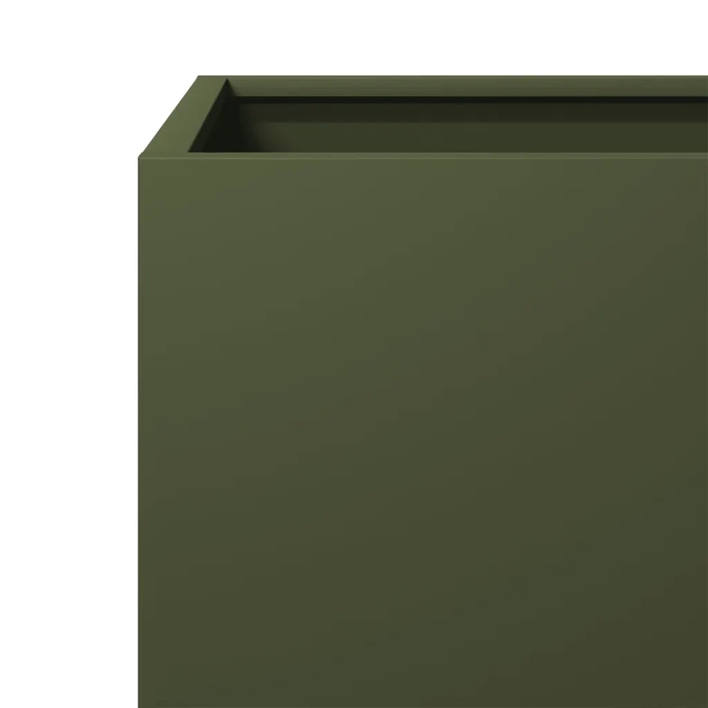 Fioriera da Giardino-Vaso da Esterno-Contenitore per Piante Verde Oliva 40x40x40 cm in Acciaio 263588