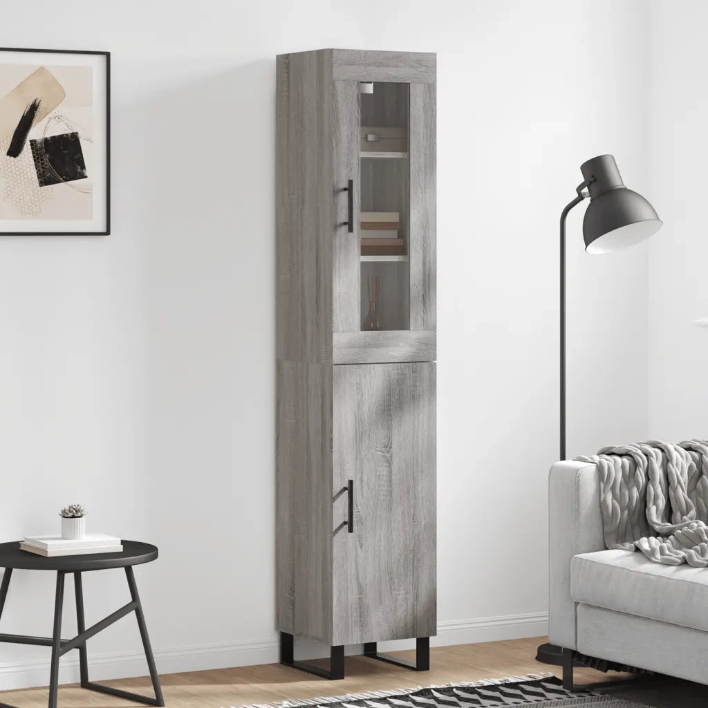 Credenza | Madia | Buffet da pranzo | Armadio da pranzo Grigio Sonoma 34,5x34x180 cm in Legno Multistrato