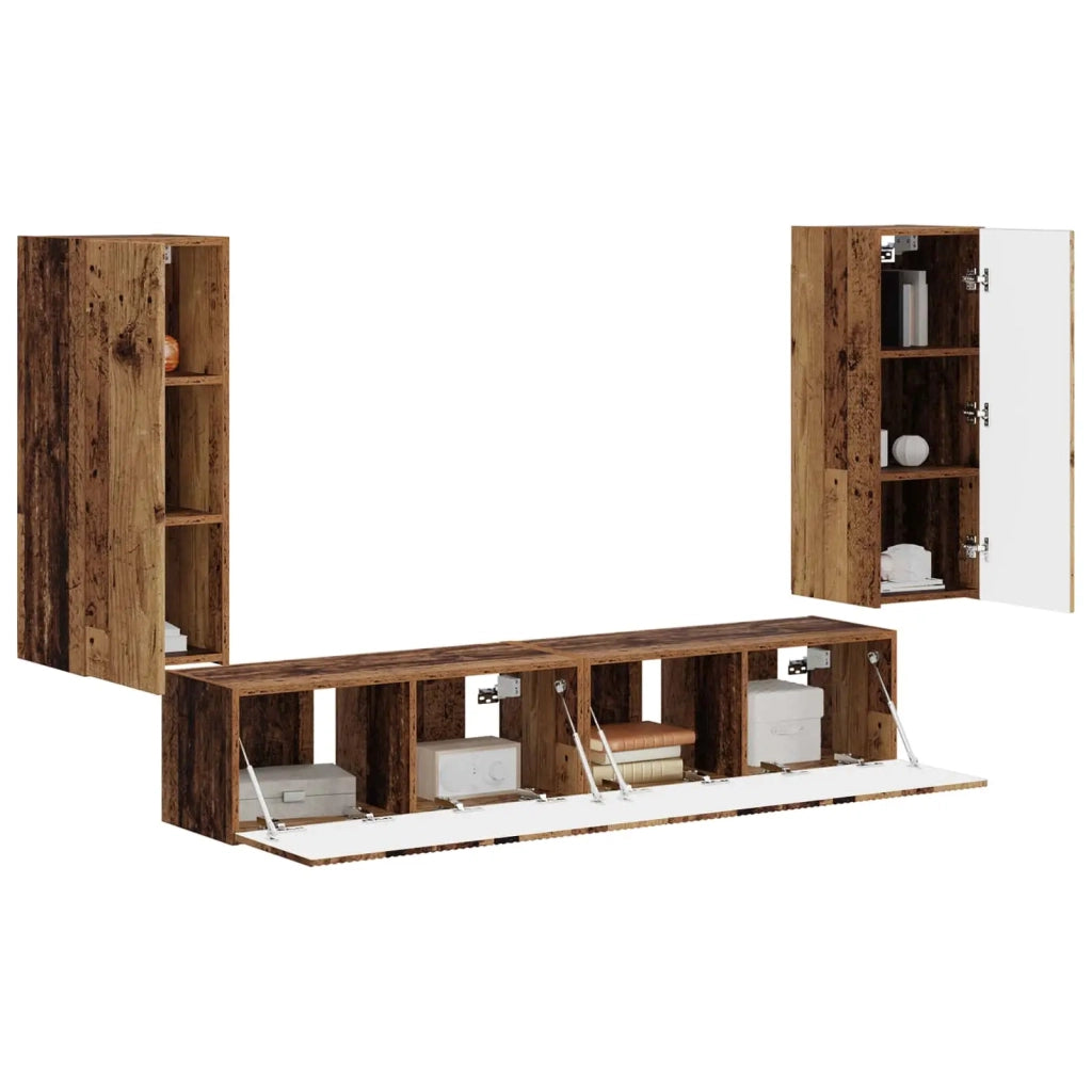 Set di Mobiletto da TV a Parete 4 pcs Legno vecchio 3408923