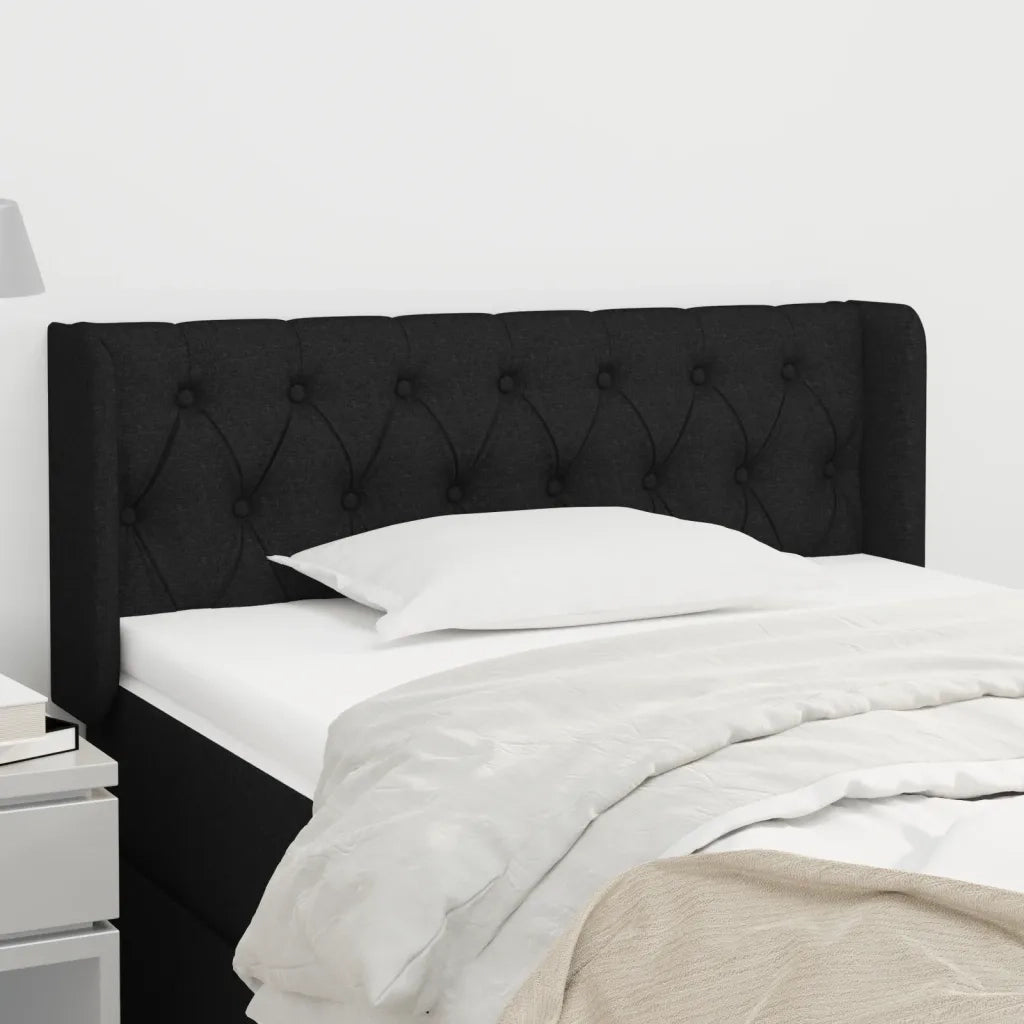 Testiera | Testata ad Orecchio Nera 93x16x78/88 cm in Tessuto