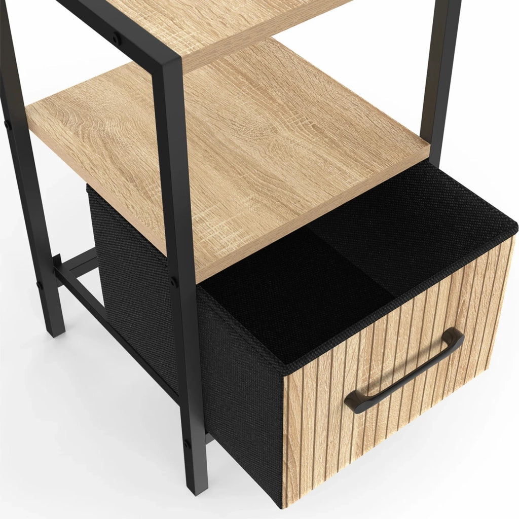 IDMarket - Set di 2 comodini UTAH, 1 cassetto e 1 nicchia con effetto a doghe