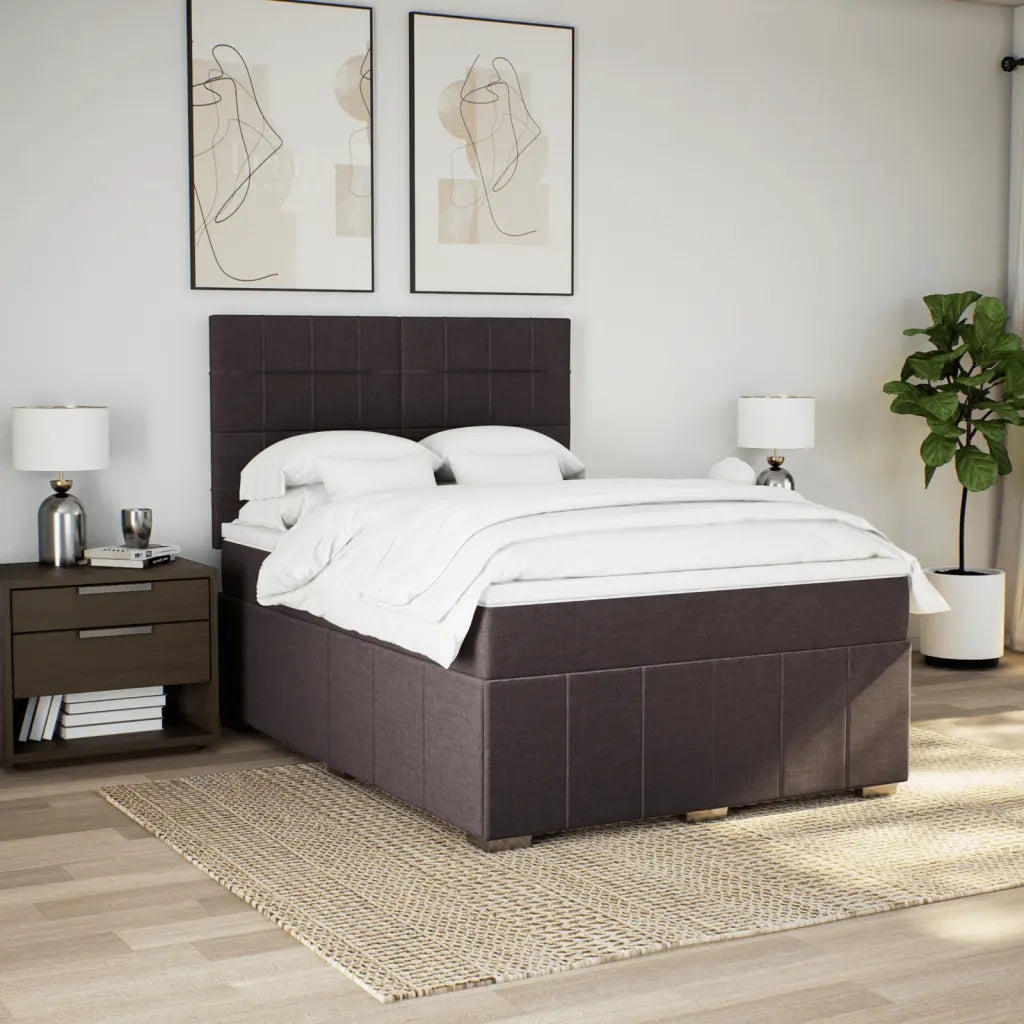 Giroletto a Molle con Materasso Marrone Scuro 140x190cm Tessuto 3291666