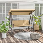 Altalena Da Giardino 3 Posti Con Tetto Orientabile E Cuscini Beige Poliestere Per Esterni
