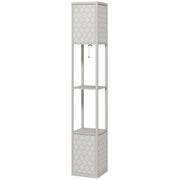 Lampada da terra dal design moderno, 2 ripiani, interruttore a catenella, 26 cm x 26 cm x 156 cm, GRIGIO CHIARO
