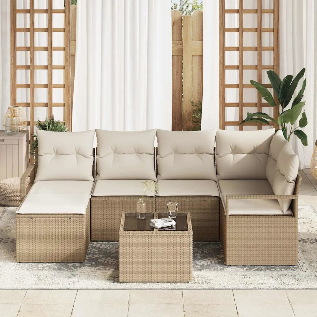 Set di divani 7 pcs Beige polyrattan