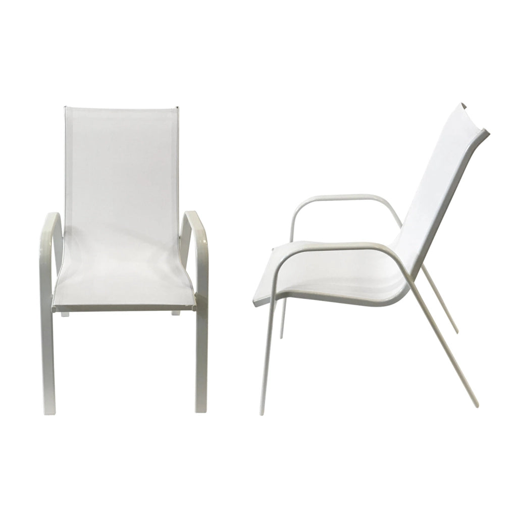 Set di 6 sedie MARBELLA in textilene bianco - alluminio bianco