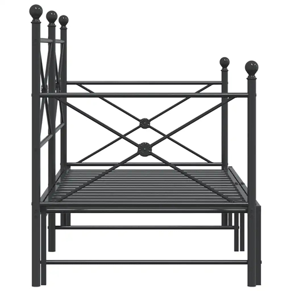Divano letto | Sof¨¤ letto | Letto singolo Estraibile senza Materasso Nero 90x200 cm Acciaio