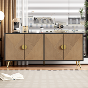 Buffet quattro ante - Xylo - 160 cm - Nero+Marrone - Maniglie oro spazzolato