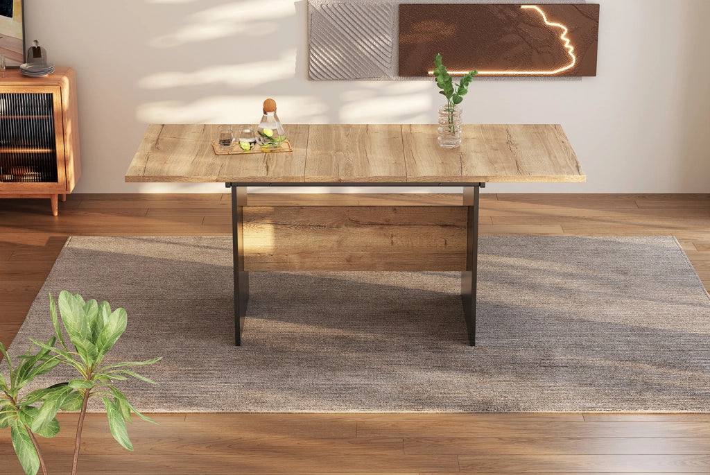 Tavolo da pranzo allungabile 140-180x80 cm in MDF; colore nero e noce scuro