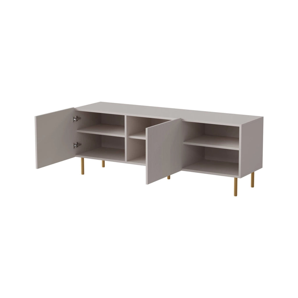 Mobile porta TV Magnano, Madia da salotto con quattro ante battenti, Rialzato da terra, 150x42 h52 cm, Beige