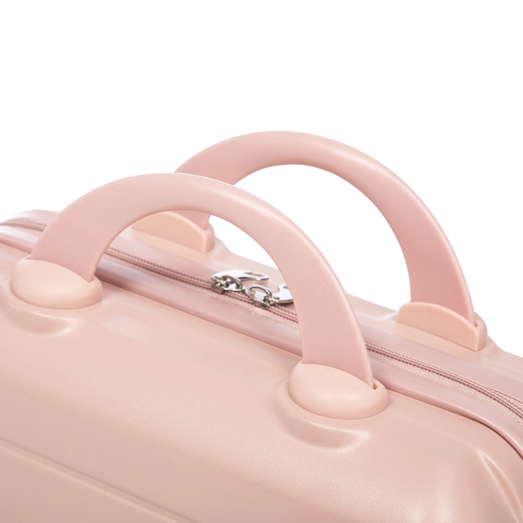 Set di valigie rigide in ABS con ruote doppie a 360 gradi manico telescopico lucchetto e beauty case rosa
