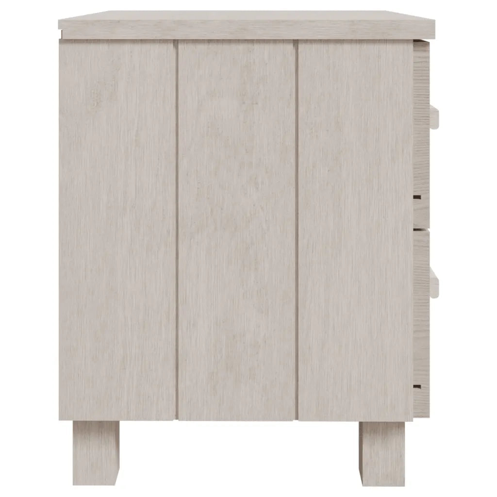 Set di 2 Comodini | Armadio da Notte | Mobiletto da notte HAMAR Bianchi 40x35x44,5 cm in Legno di Pino