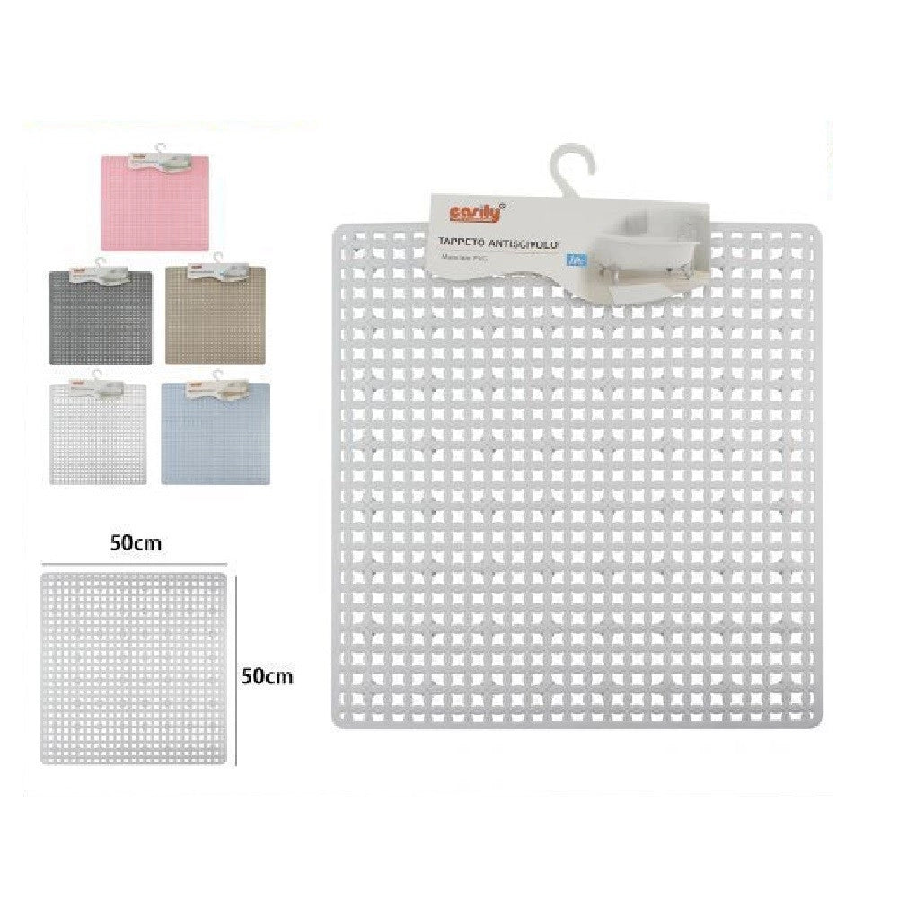 Trade Shop - Tappeto Tappetino Quadrato In Pvc Antiscivolo Vasca Bagno Doccia 50 X 50cm 59324 -