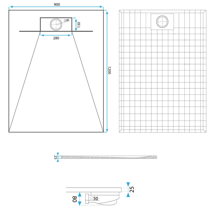 Piatto Doccia Bazalt Carrara White 90x120