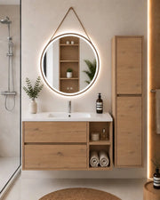 Mobile bagno con lavabo ORIGENBATH ZEUS senza specchio 90x40 cm Destra estepa con colonna