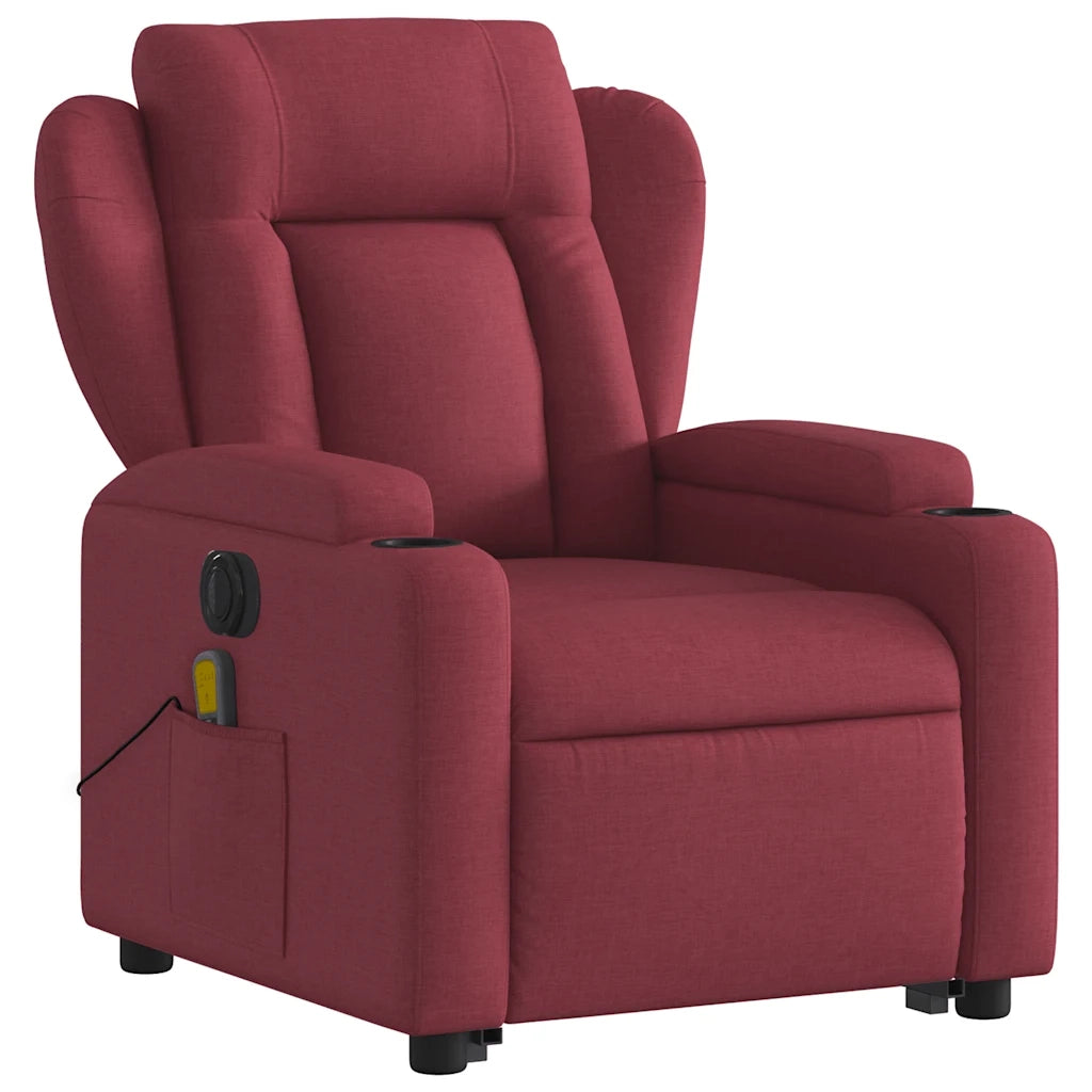 Poltrona Alzapersona Massaggiante Elettrica Rosso Vino Tessuto 3204521