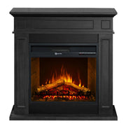 Camino elettrico caminetto da terra JEFFERSON in legno Nero L 89,5 x H90,5 x P28