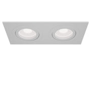 Doppio Faretto Da Incasso Moderno Atom Alluminio Bianco 2 Luci Diffusore Tessile