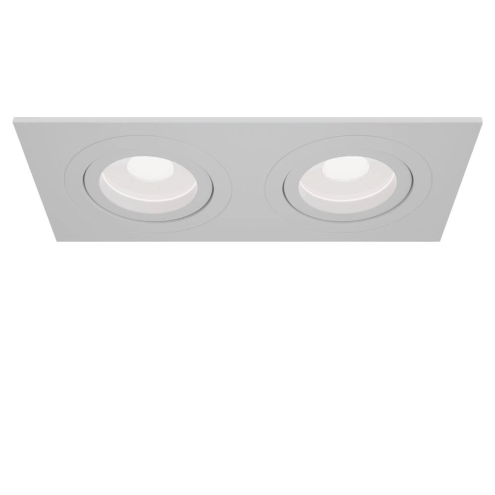 Doppio Faretto Da Incasso Moderno Atom Alluminio Bianco 2 Luci Diffusore Tessile