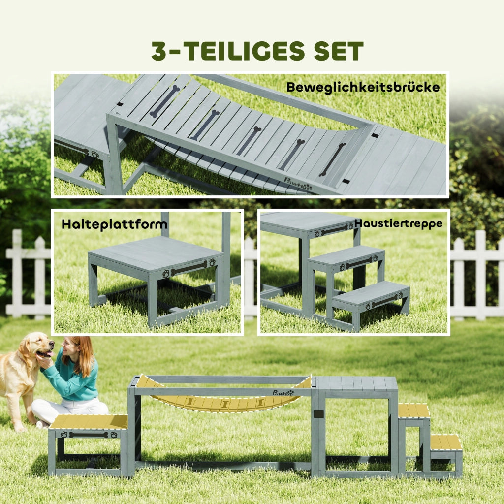 Set Agility per Cani ¨C zephmum ¨C Grigio, Legno di Abete, 117x50x56 cm