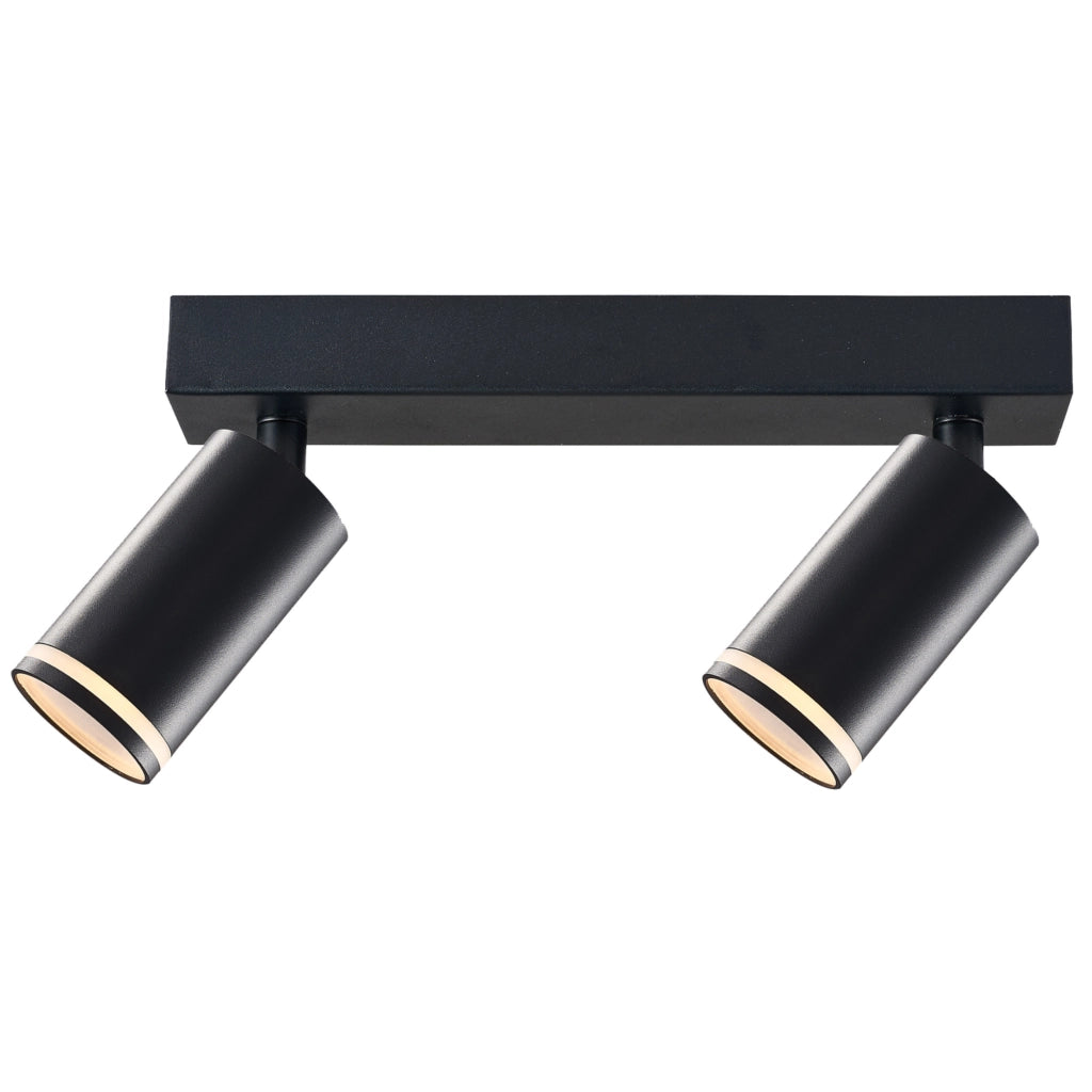 Lampada parete/soffitto 2xGU10 nera alluminio PARIS Polux