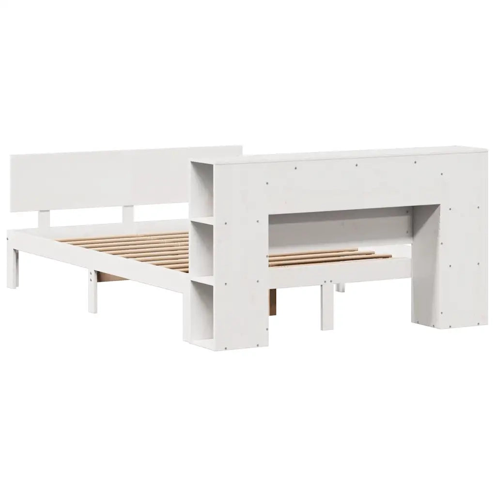 Letto Libreria senza Materasso Bianco 140x190 cm Legno di Pino 3322629