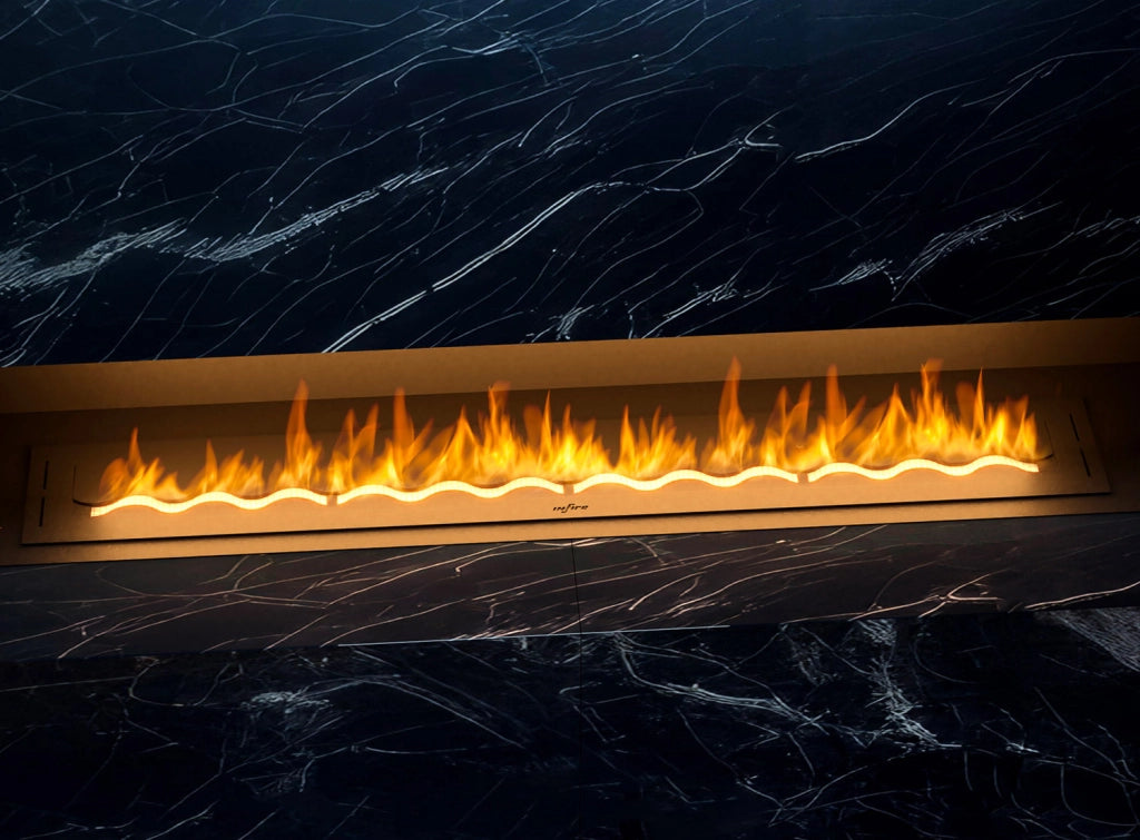 Bruciatore a Bioetanolo da Incasso 150x20x7,5 cm Black Burner 1500 Nero