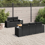 Set Divano da Giardino 6 pz con Cuscini Nero in Polyrattan