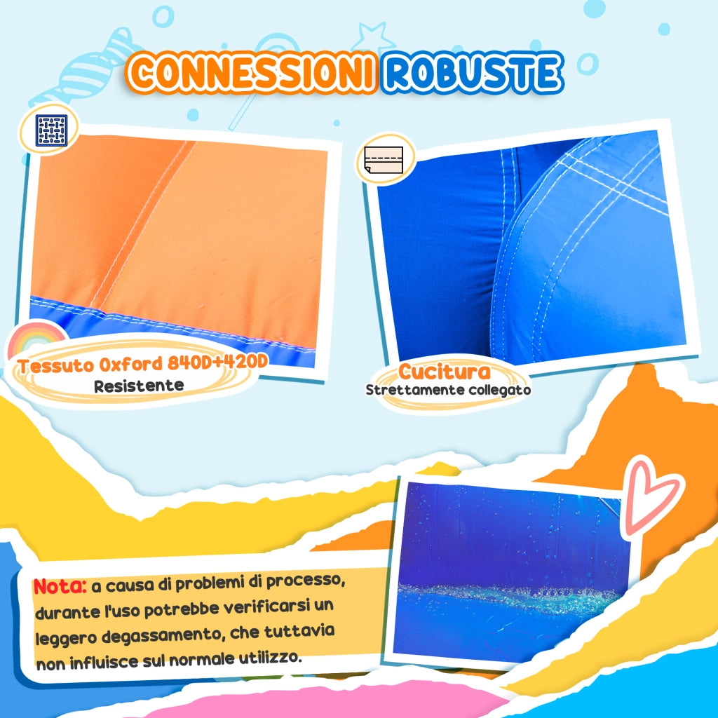 Castello Gonfiabile per Bambini con Scivolo e Piscina ¨C zephmum ¨C Grigio 3.6x1.75x1.8m
