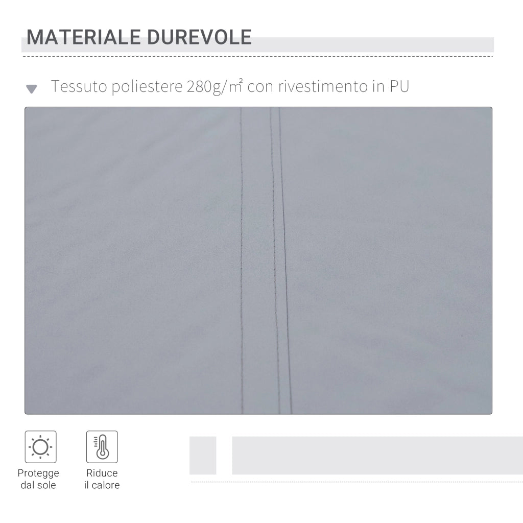 Tenda da Sole per Esterno Avvolgibile a Manovella in Metallo e Alluminio. 395x245 cm. Grigio