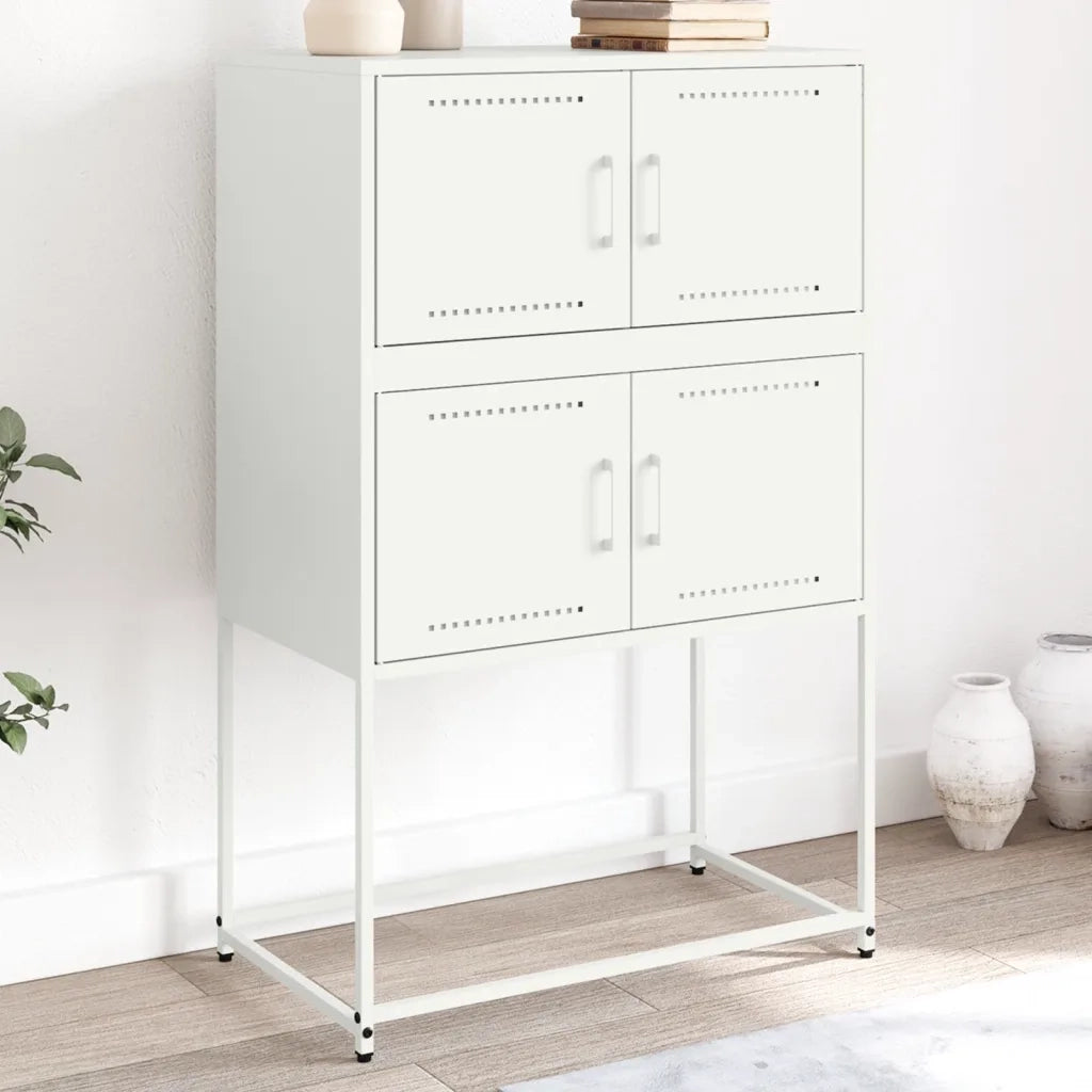 Credenza-Buffet-Armadio da cucina Bianca 68,5x38,5x107 cm in Acciaio 312195