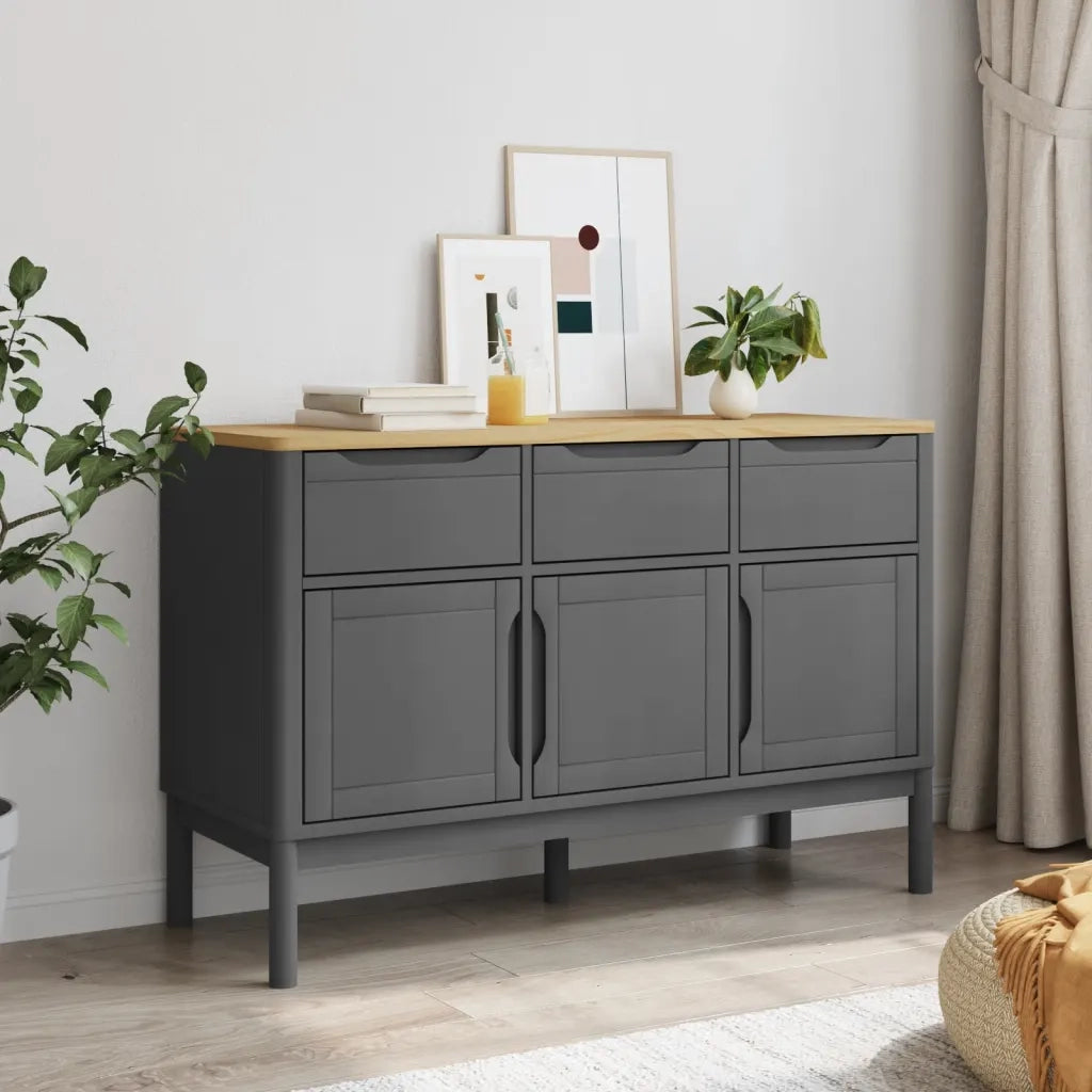 Credenza FLORO Grigia 114x43x74 cm in Legno Massello di Pinocod mxl 117326