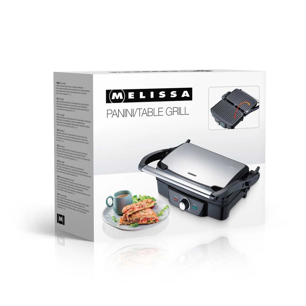 Grill per panini da 1600W con impugnatura a contatto con il freddo e manopola regolabile Nero / Argento MELISSA