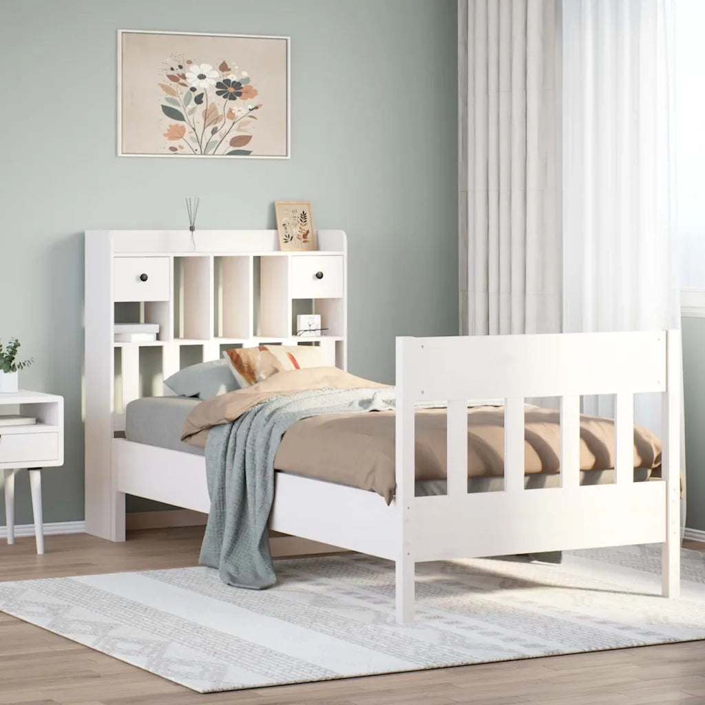 Letto singolo | Letto per adulti | Letto senza Materasso Bianco 90x190 cm in Legno Massello Pino