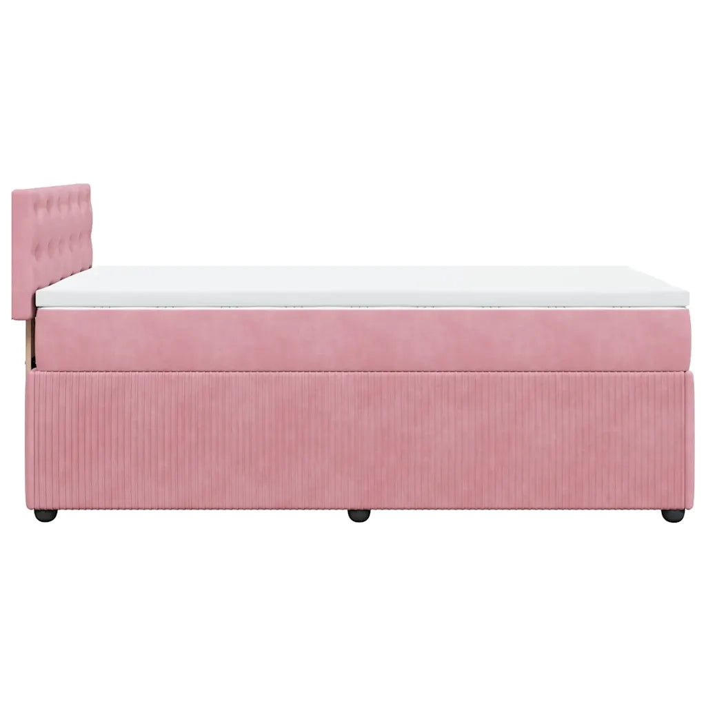 Giroletto a Molle con Materasso Rosa 90x190 cm in Velluto