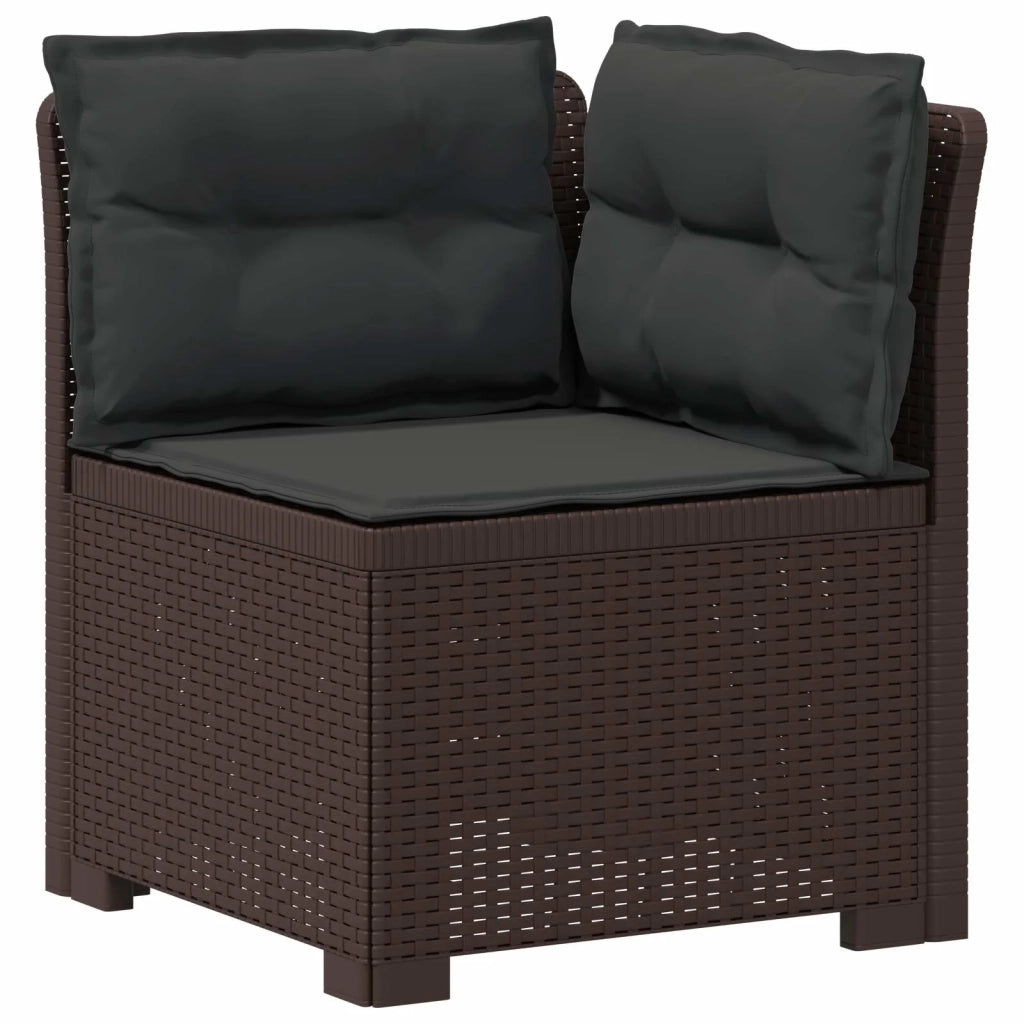 Divano da Giardino 5 Posti con Cuscini Stile Rattan PP Marrone 3443911
