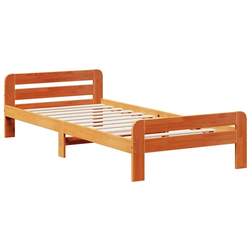 vidaXL Letto senza Materasso Marrone Cera 75x190 cm in Legno di Pino