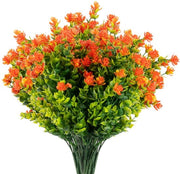 Fiori di plastica per giardino, Strutture di plastica verde per giardino, balcone, finestra, decorazione per matrimoni - 10 raccolte (arancione)