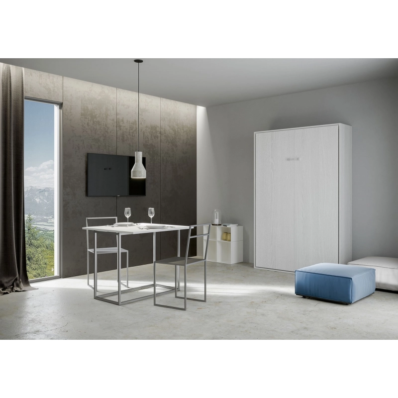 Letto a scomparsa 140 verticale Kentaro - Bianco Frassino