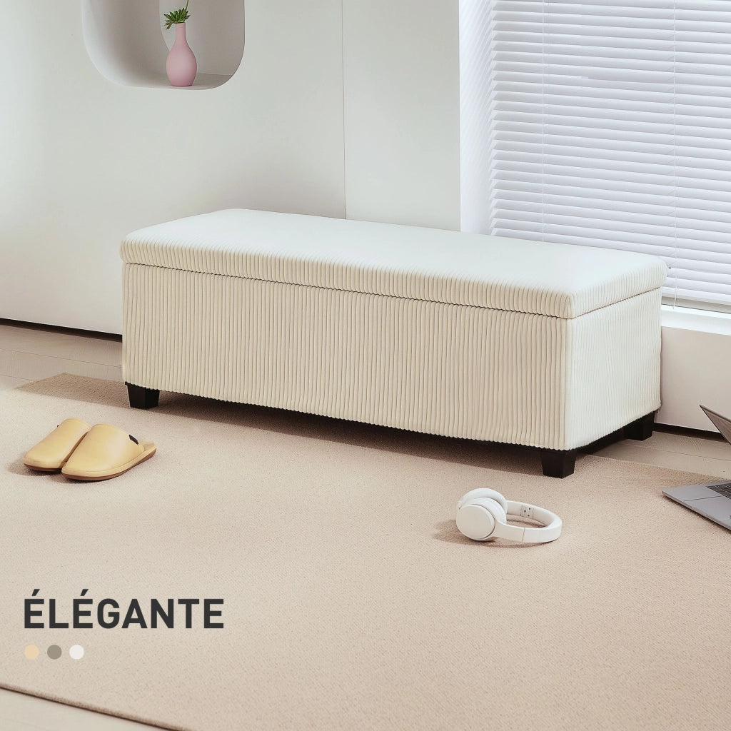 Pouf contenitore in velluto ¨C zephmum ¨C beige 112x42x40 cm