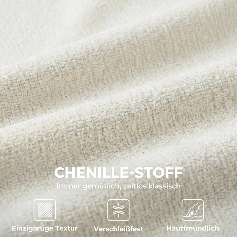 Sedia da ufficio girevole con altezza regolabile, funzione oscillante e tessuto effetto chenille crema per casa