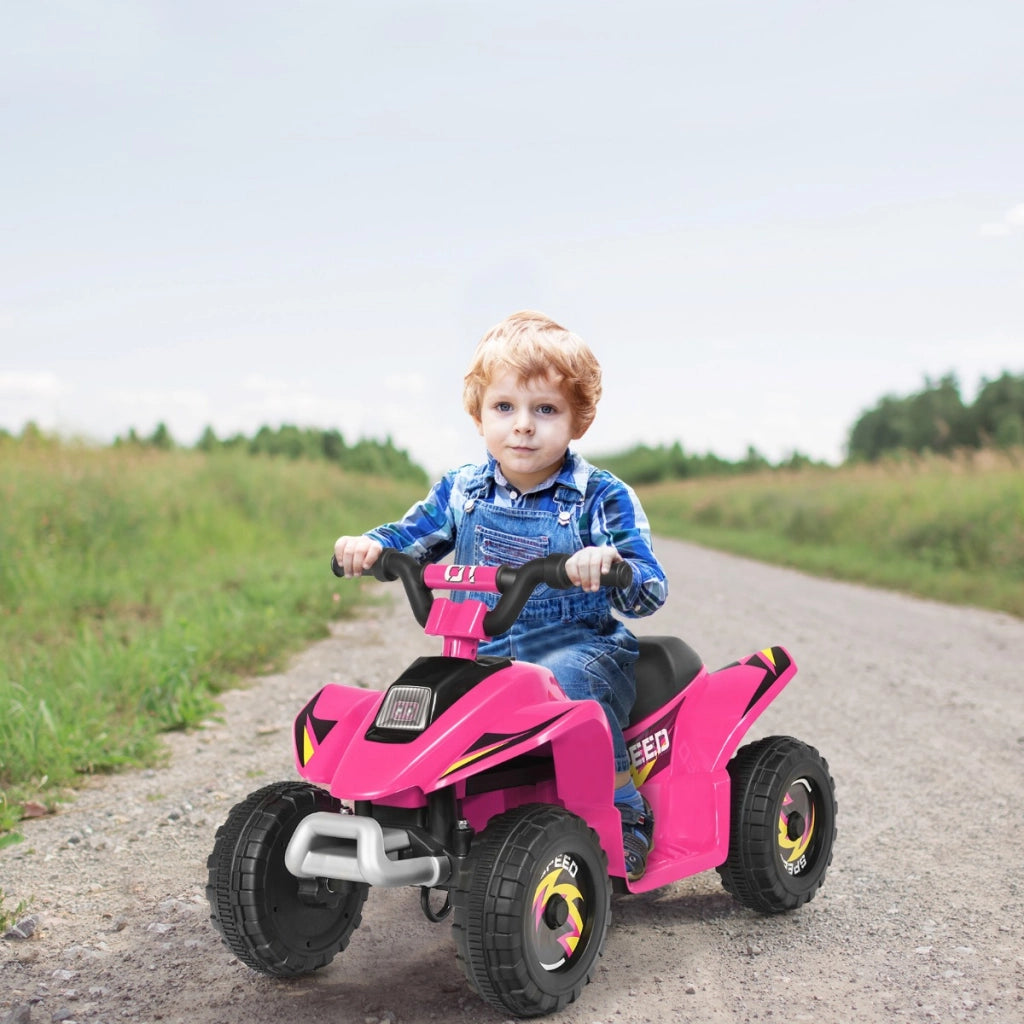 Quad cavalcabile alimentato a batteria 6V con velocit¨¤ massima 4,6 km/h, Mini quad ATV per bambini Rosa