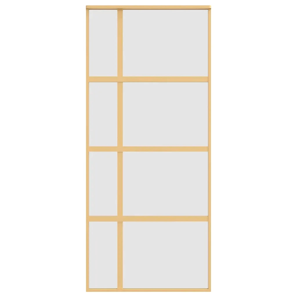 Porta Scorrevole Dorata 90x205 Vetro Smerigliato ESG Alluminio 155194