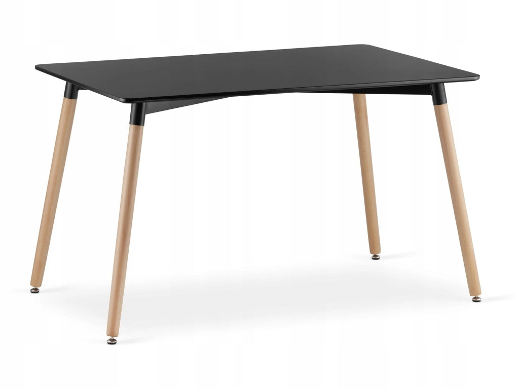 Set tavolo rettangolare VALORA YURO con 4 sedie RIXK nere 120x80 cm