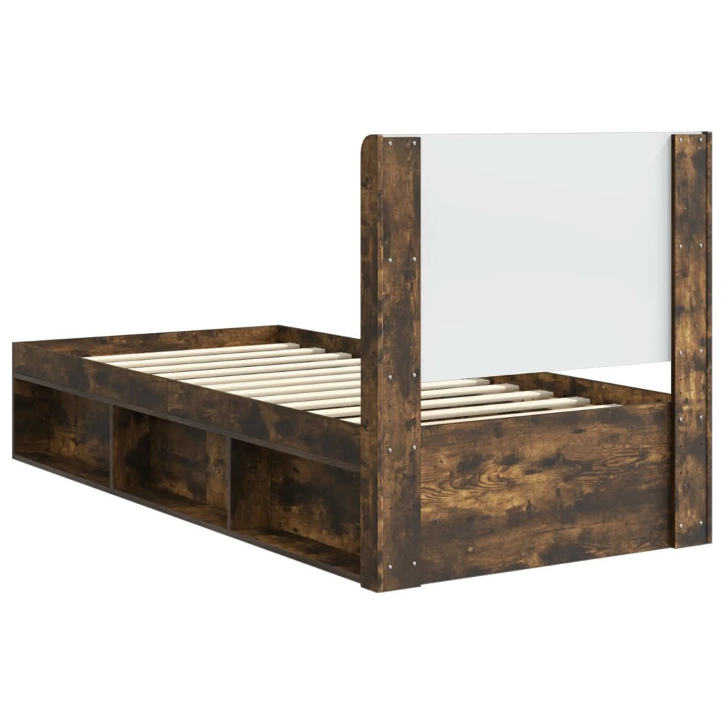 Struttura del letto con stoccaggio e testata Rovere Fumo
