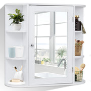 Armadietto a specchio pensile da bagno Mobile da parete con ante 65x17x63cm Bianco-Armadi da parete